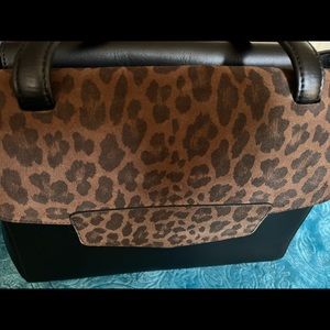 Black leopard print purse